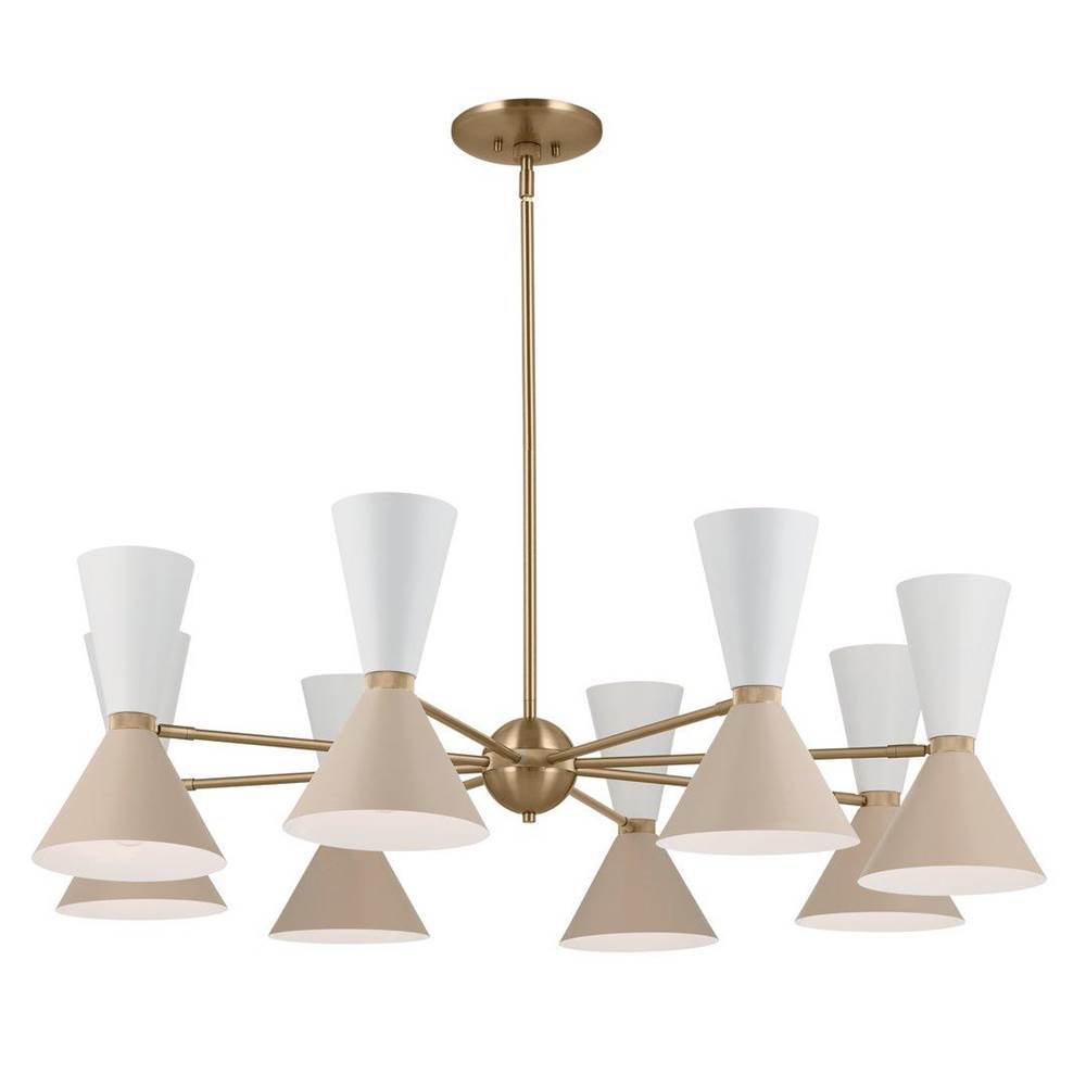 KICHLER 52567CPZGRG Phix 48.75 Inch 16 Light Chandelier in Champagne Bronze with Greige and White