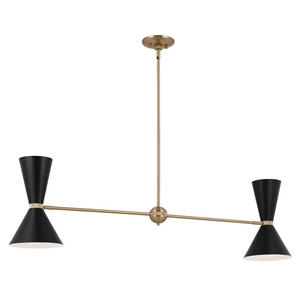KICHLER 52569CPZBK Phix 48 Inch 4 Light Linear Chandelier in Champagne Bronze with Black