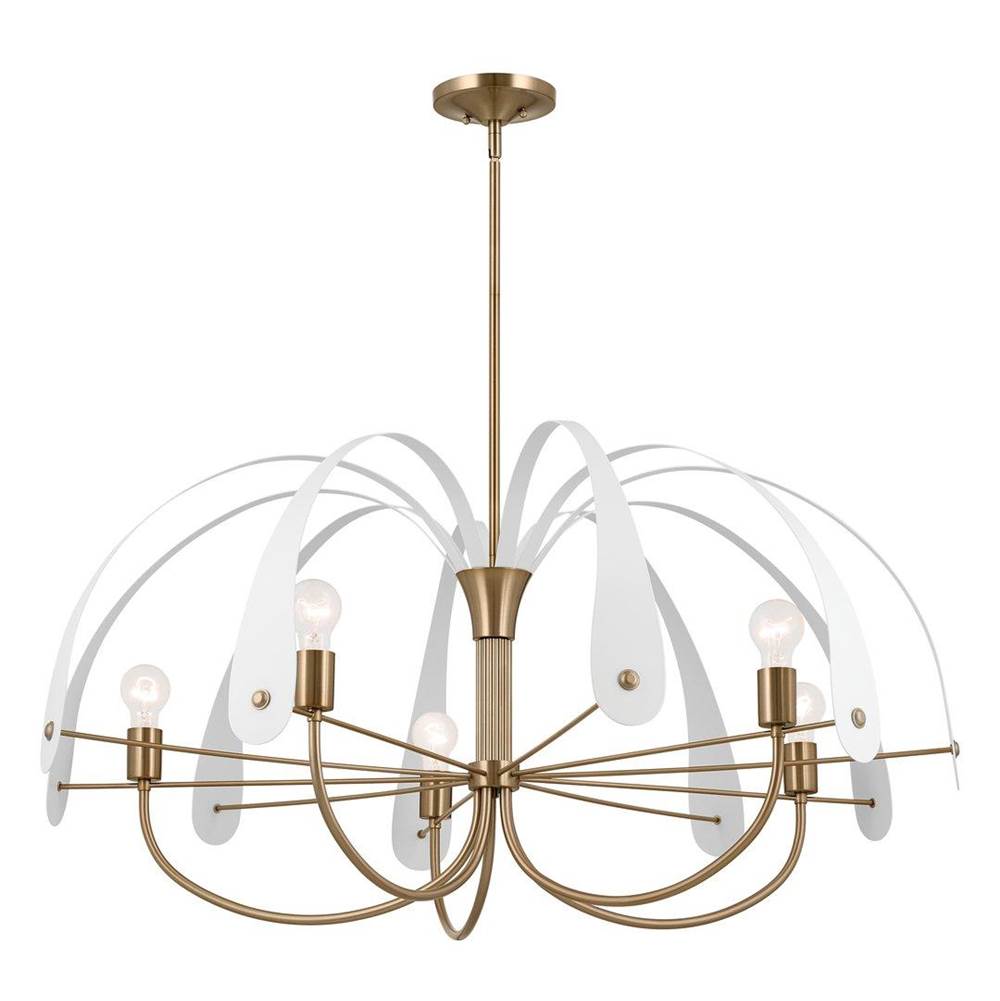 KICHLER 52573CPZ Petal 42.5 Inch 5 Light Chandelier in Champagne Bronze with Black or White