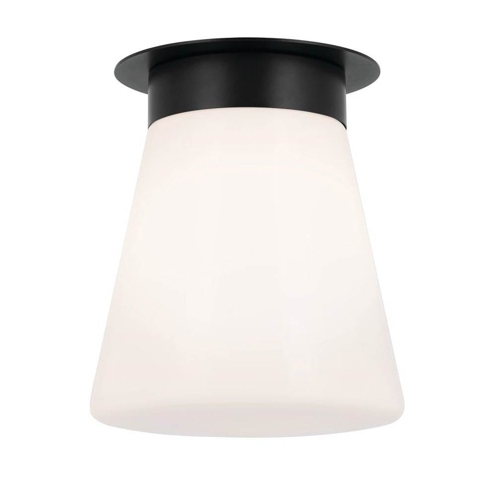 KICHLER 52585BK Albers 8.5 Inch 1 Light Flush mount with Opal Glass in Black