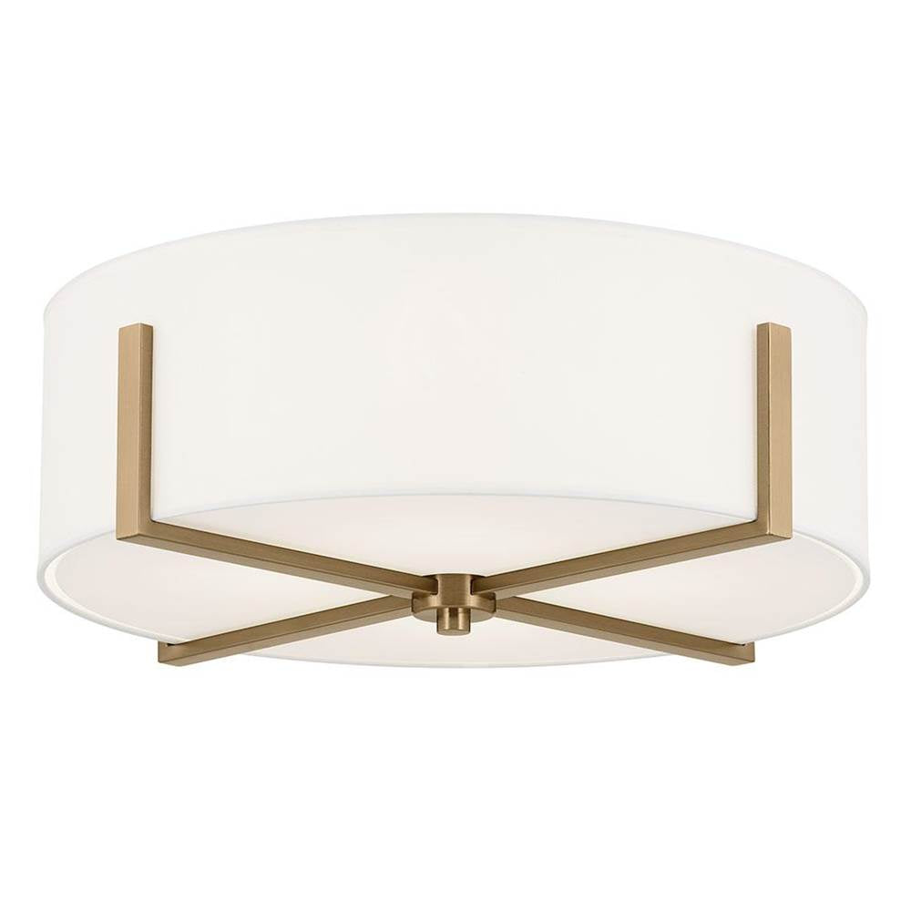 KICHLER 52594CPZ Malen 20 Inch 4 Light Flush Mount with White Fabric Shade in Champagne Bronze