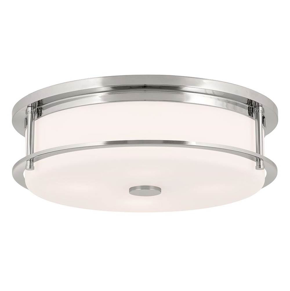 KICHLER 52597PN Brit 18 Inch 4 Light Flush Mount with Satin Etched Cased Opal Glass in Polished Nickel