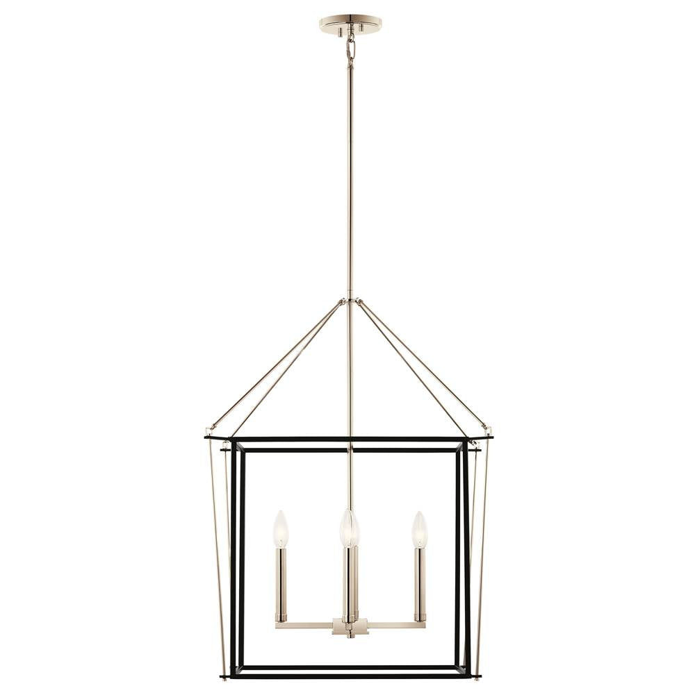 KICHLER 52627PN Eisley 30 Inch 4 Light Foyer Pendant in Polished Nickel and Black