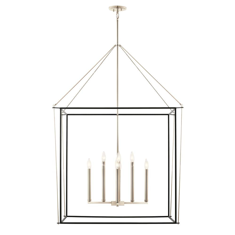 KICHLER 52629PN Eisley 50 Inch 8 Light 2 Tier Foyer Pendant in Polished Nickel and Black
