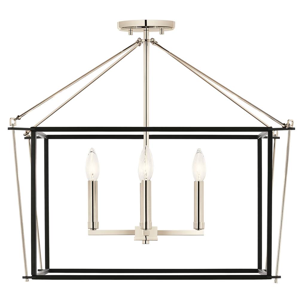 KICHLER 52632PN Eisley 20 Inch 4 Light Semi Flush Mount in Polished Nickel and Black