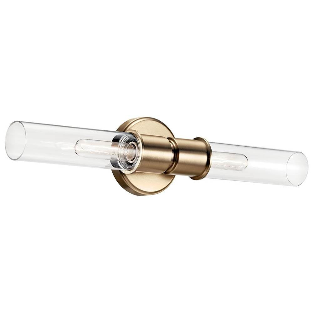 KICHLER 52654CPZ Aviv 24 Inch 2 Light Wall Sconce with Clear Glass in Champagne Bronze