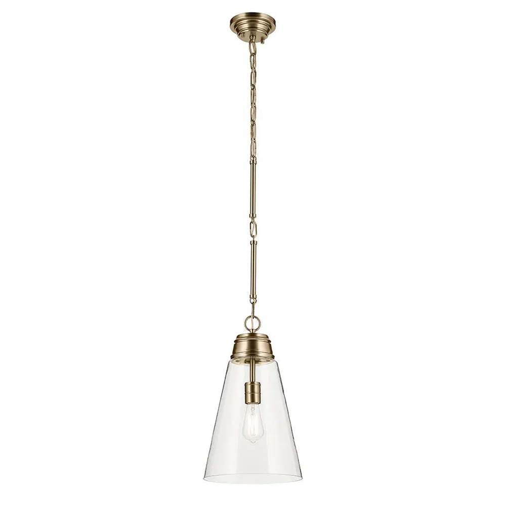 KICHLER 52661CPZCLR Marsailli 19" 1-Light Medium Pendant with Clear Glass in Champagne Bronze
