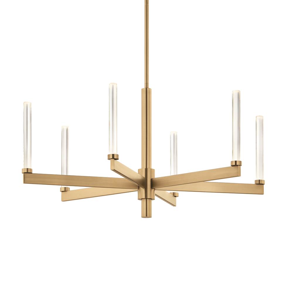 KICHLER 52667CPZ Sycara 36.25 Inch 6 Light LED Chandelier with Faceted Crystal in Champagne Bronze