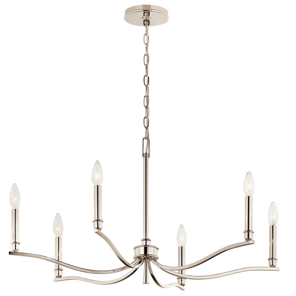 KICHLER 52695PN Malene 32 Inch 6 Light Chandelier in Polished Nickel