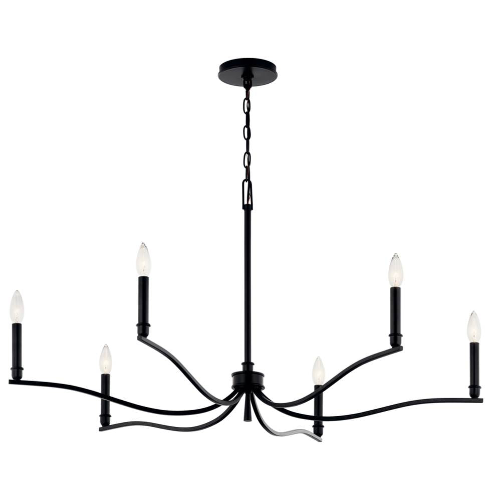 KICHLER 52696BK Malene 42 Inch 6 Light Chandelier in Black