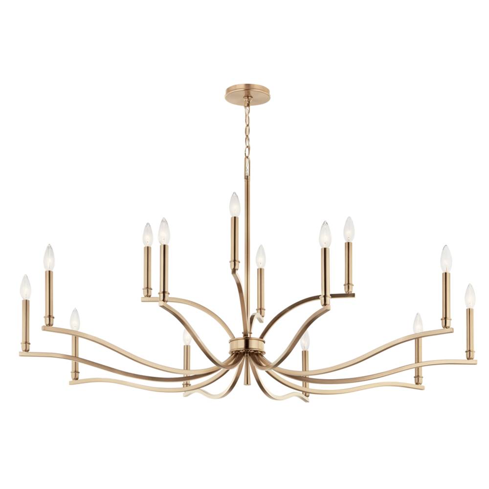 KICHLER 52698CPZ Malene 52.75 Inch 14 Light 2-Tier Chandelier in Champagne Bronze