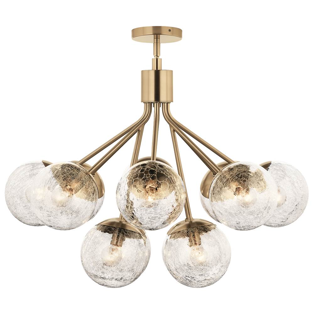 KICHLER 52701CPZ Silvarious 30 Inch 12 Light Convertible Chandelier with Clear Crackled Glass in Champagne Bronze