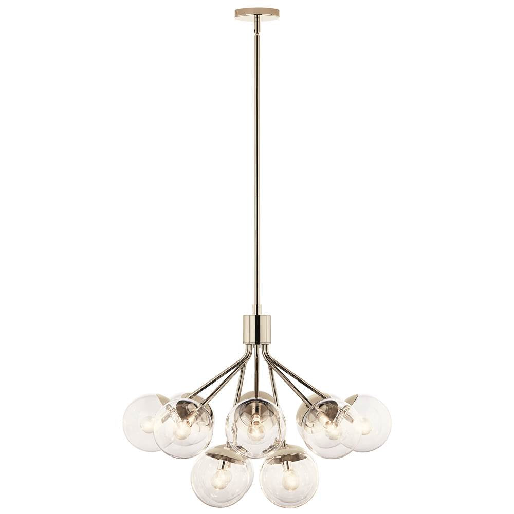 KICHLER 52701PNCLR Silvarious 30 Inch 12 Light Convertible Chandelier with Clear Glass in Polished Nickel