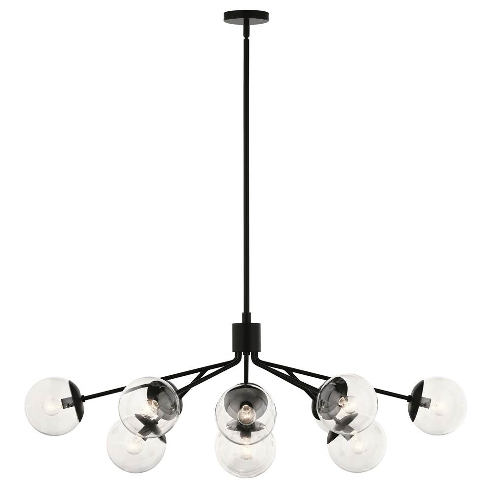 KICHLER 52703BKCLR Silvarious 48 Inch 12 Light Linear Convertible Chandelier with Clear Glass in Black