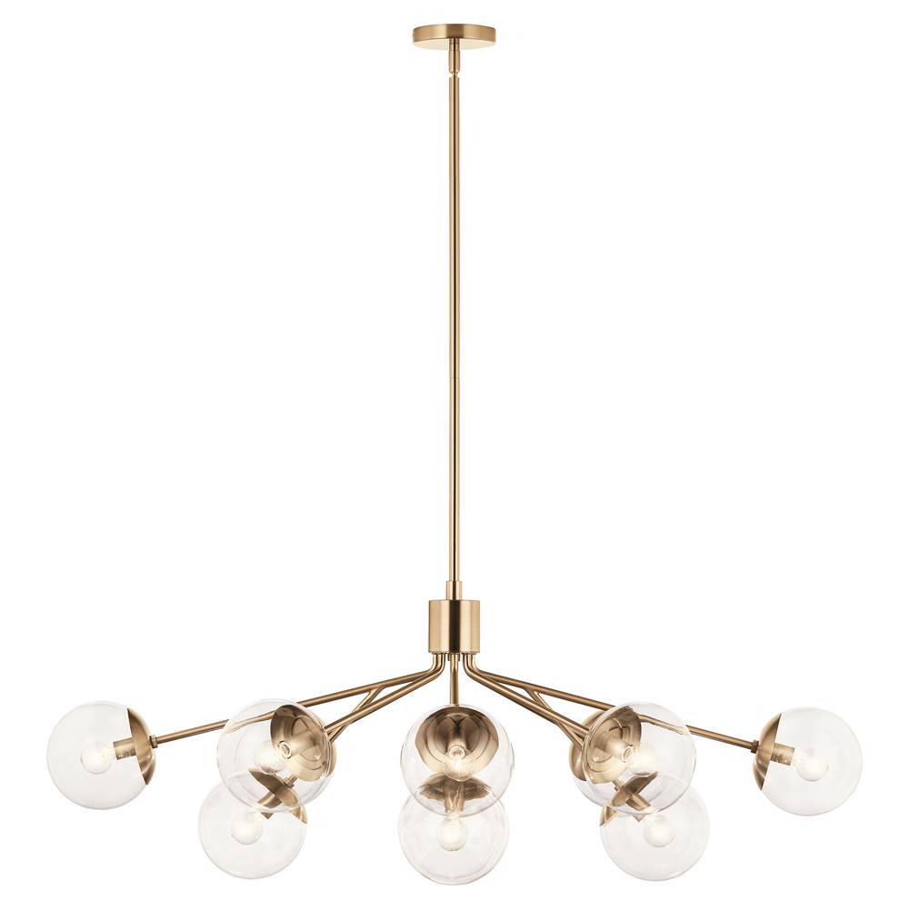 KICHLER 52703CPZCLR Silvarious 48 Inch 12 Light Linear Convertible Chandelier with Clear Glass in Champagne Bronze
