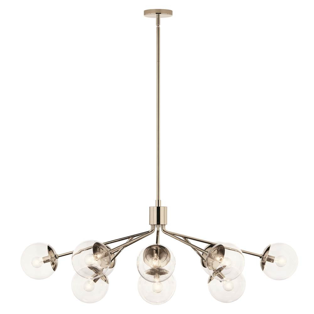 KICHLER 52703PNCLR Silvarious 48 Inch 12 Light Linear Convertible Chandelier with Clear Glass in Polished Nickel
