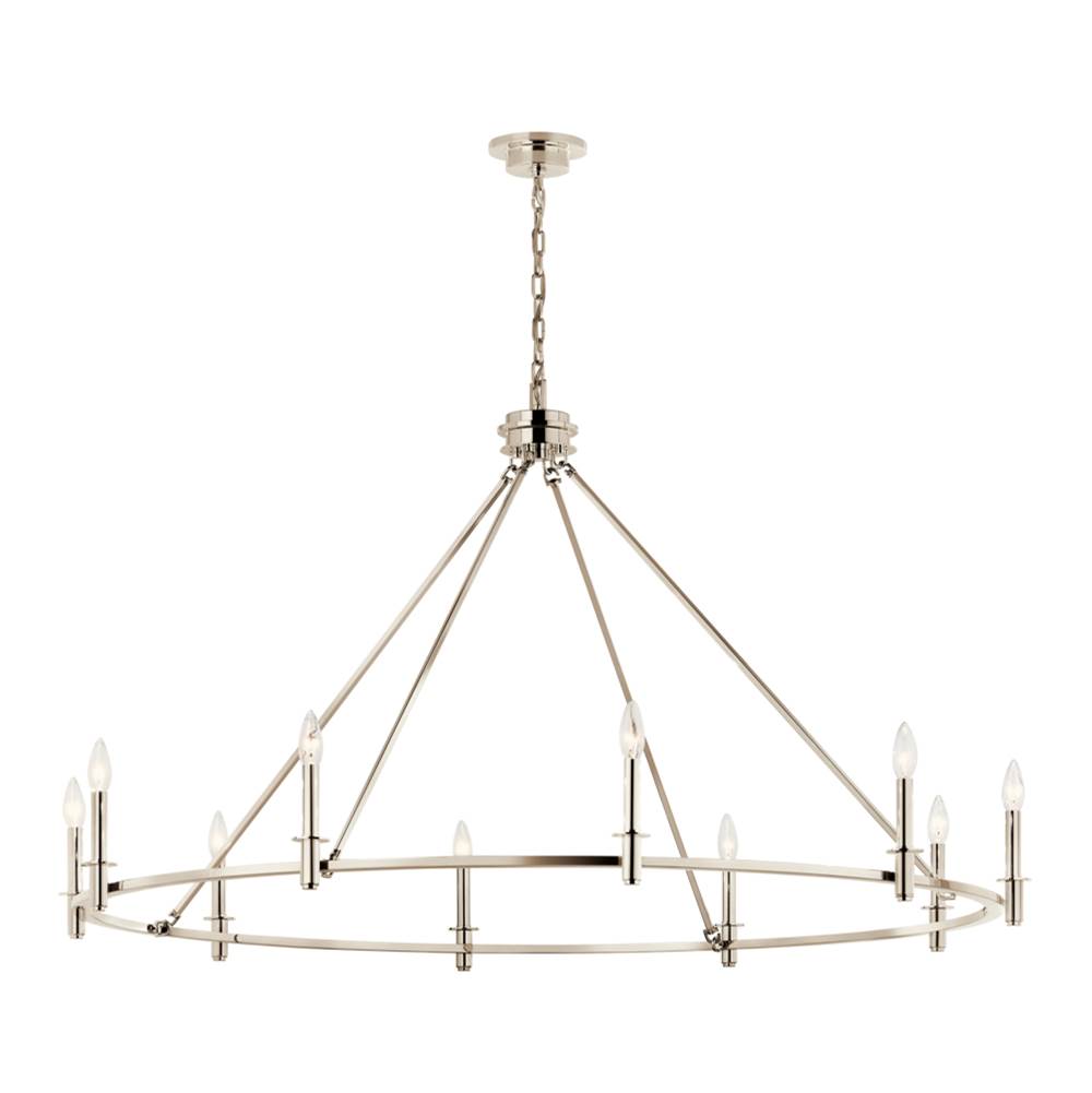 KICHLER 52707PN Carrick 54.25 Inch 10 Light Chandelier in Polished Nickel