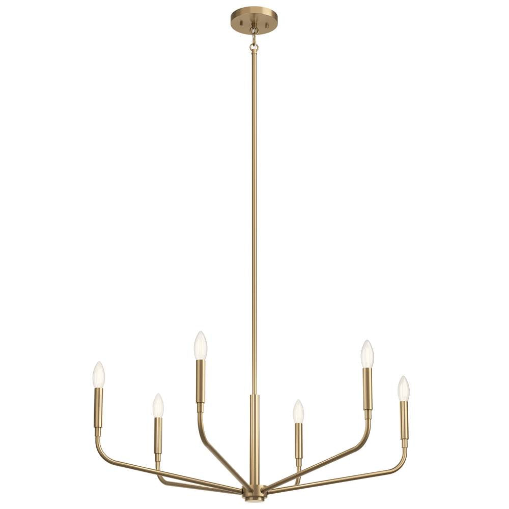 KICHLER 52718CPZ Madden 32 Inch 6 Light Chandelier in Champagne Bronze