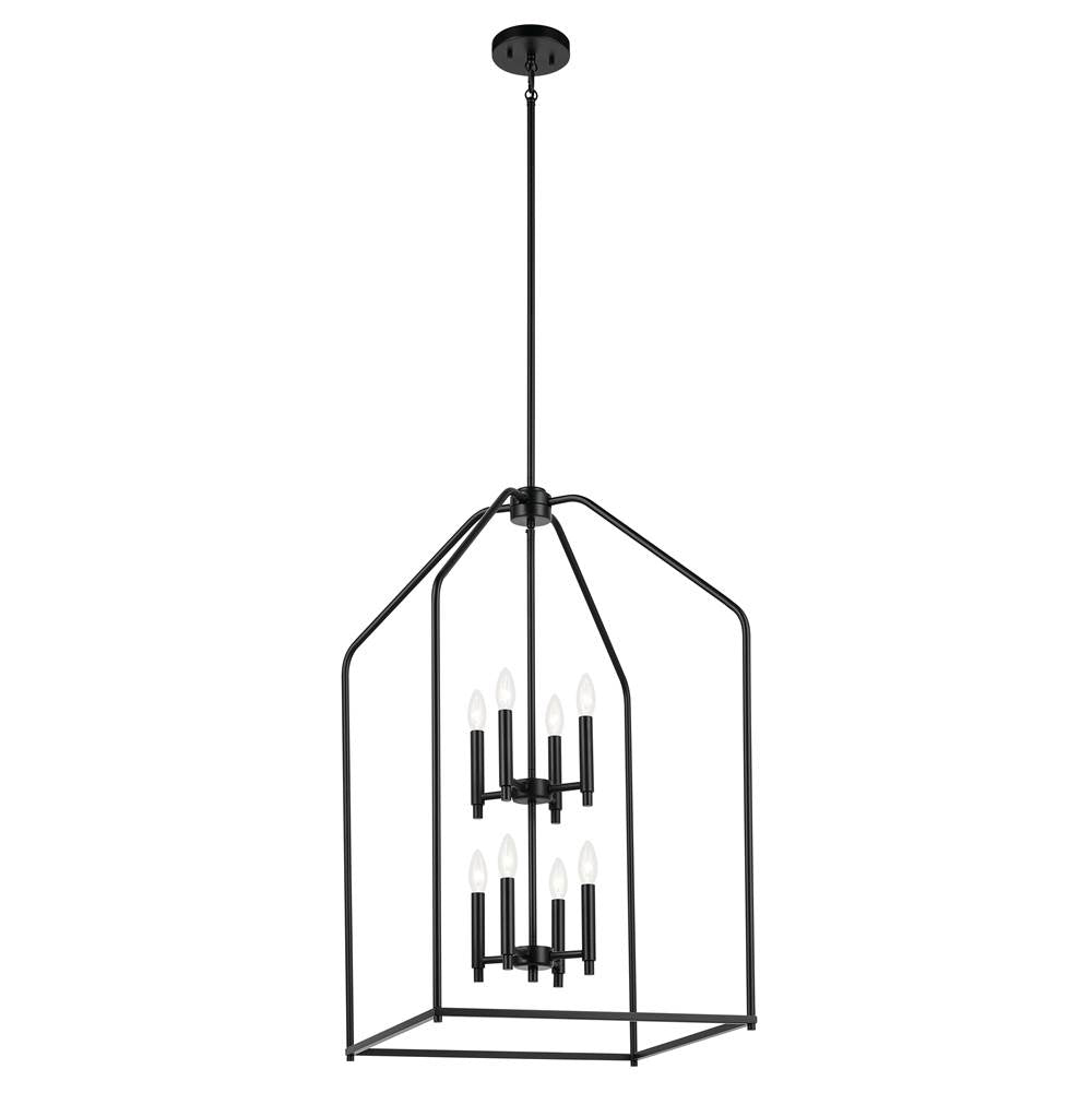 KICHLER 52723BK Madden 36" 8 Light Foyer Pendant in Black