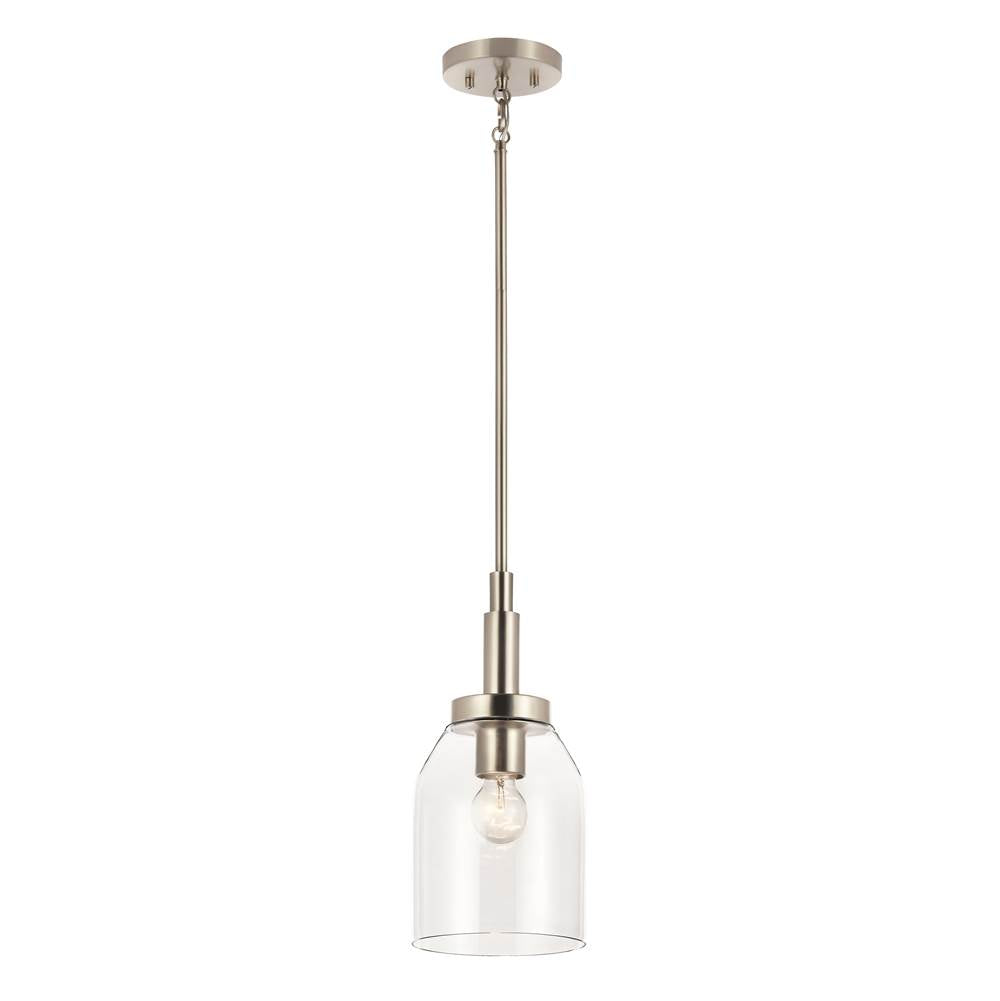 KICHLER 52725NI Madden 15 Inch 1 Light Mini Pendant with Clear Glass in Brushed Nickel