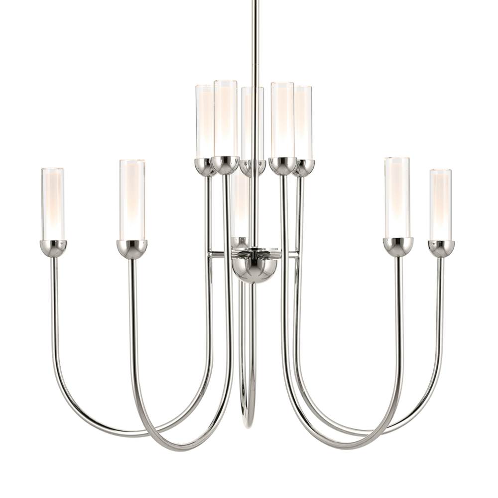 KICHLER 52757PNLED Moraine 30 Inch LED 10 Light 2-Tier Chandelier in Polished Nickel