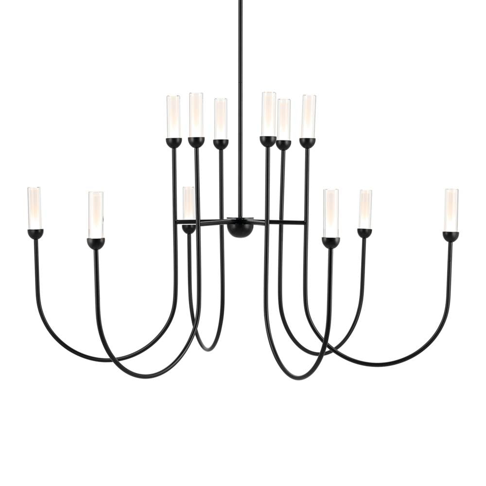 KICHLER 52758BKLED Moraine 50 Inch LED 12 Light 2-Tier Chandelier in Black
