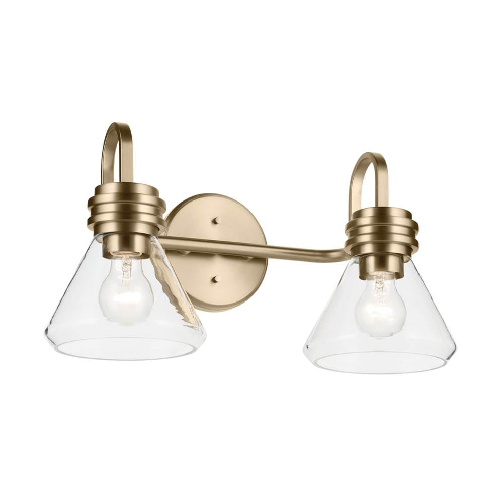KICHLER 55154CPZCLR Farum 19.25" 2-Light Vanity Light with Clear Glass in Champagne Bronze