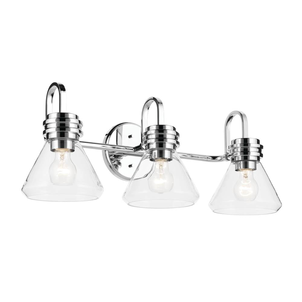KICHLER 55155CHCLR Farum 26" 3-Light Vanity Light with Clear Glass in Chrome