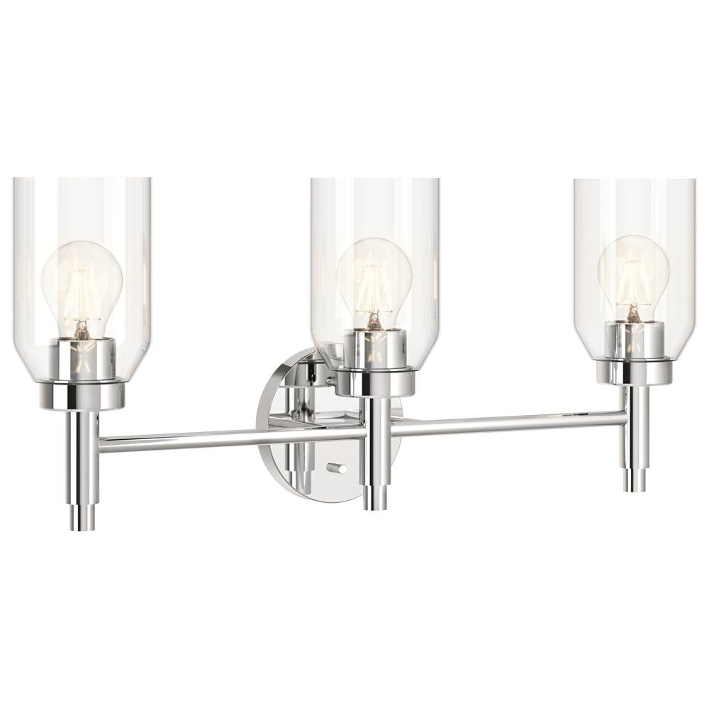 KICHLER 55185CH Madden 24 Inch 3 Light Vanity with Clear Glass in Chrome
