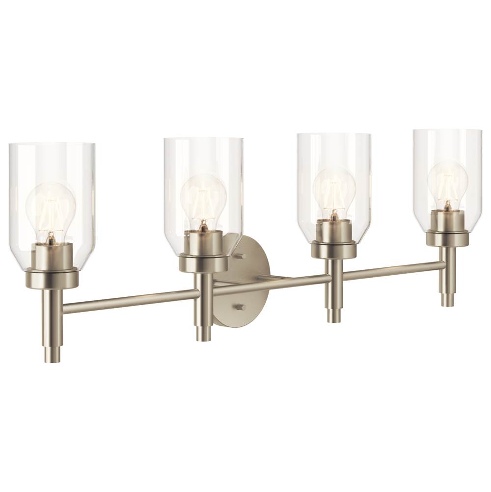 KICHLER 55186NI Madden 34 Inch 4 Light Vanity with Clear Glass in Brushed Nickel