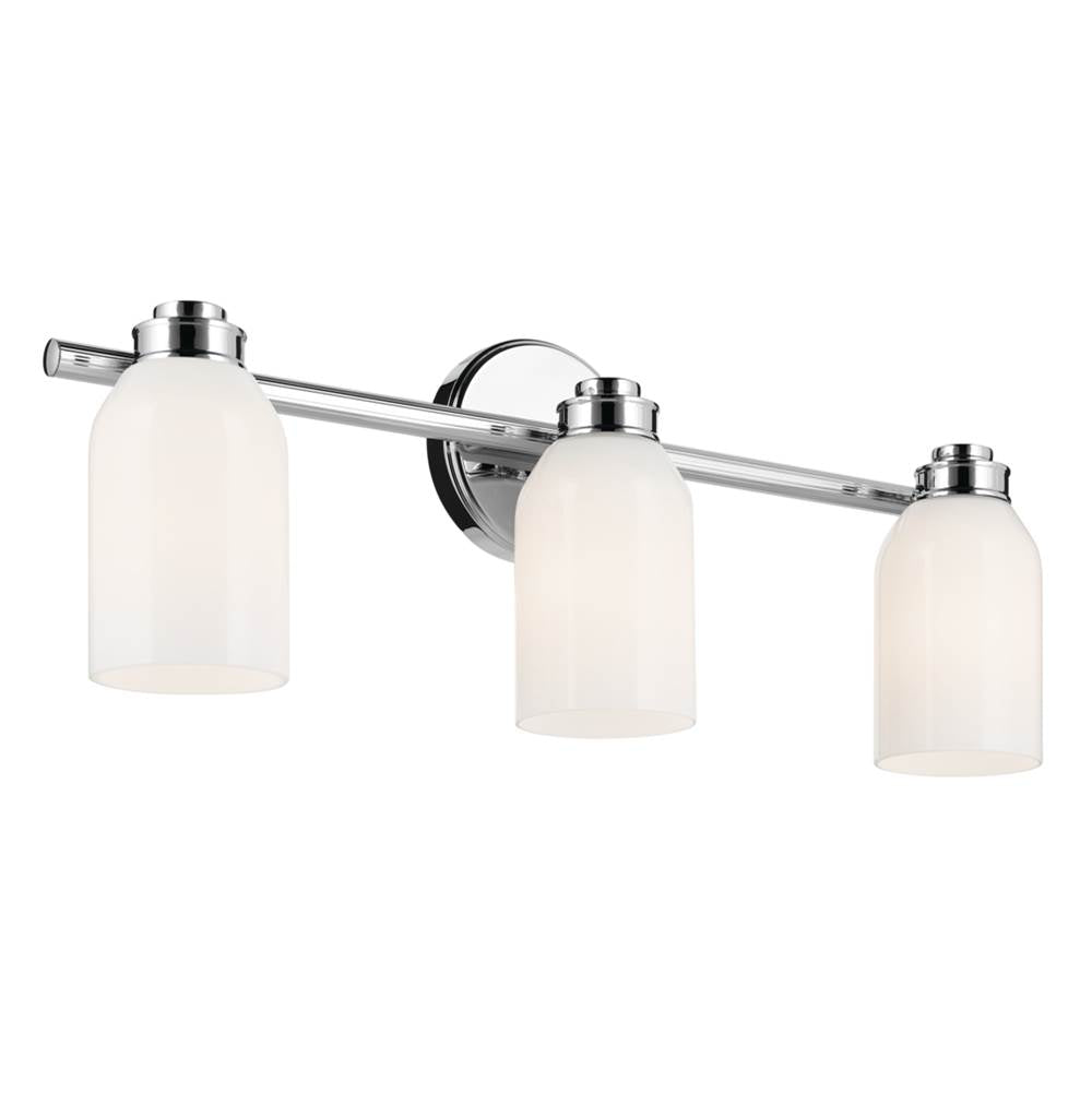 KICHLER 55202CH Shae 24.25" 3-Light Vanity Light with White Opal Glass in Chrome