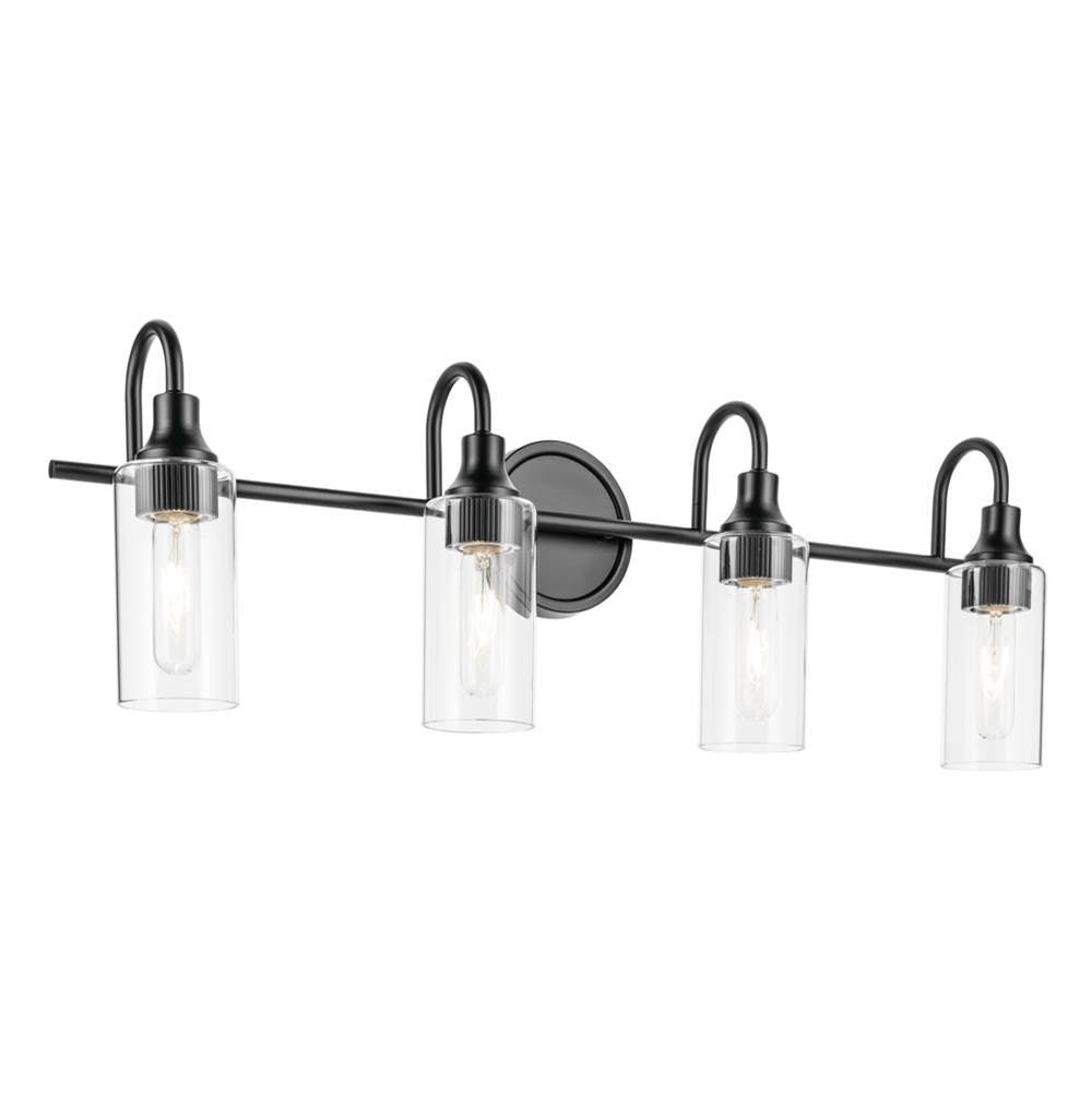 KICHLER 55212BK Kavi 31.5" 4-Light Vanity Light with Clear Glass in Black