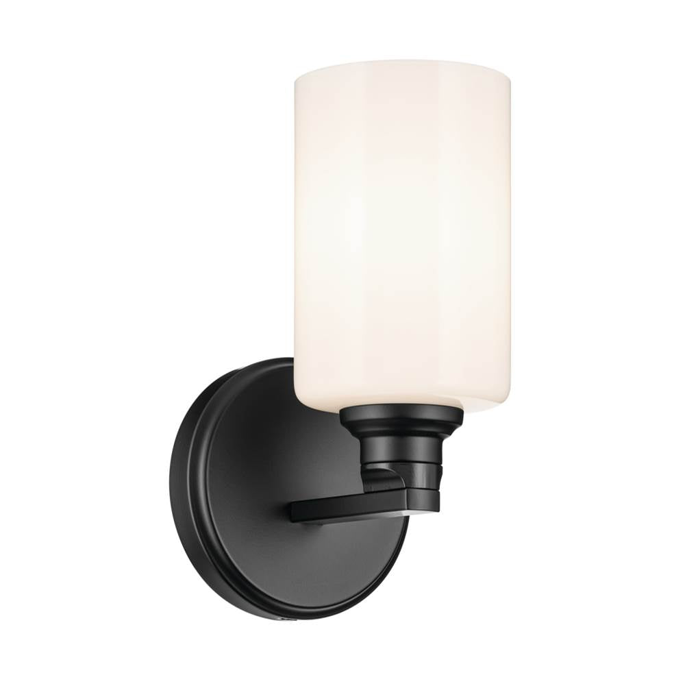 KICHLER 55224BK Gioe 9.5" 1-Light Wall Sconce with Opal Glass in Black