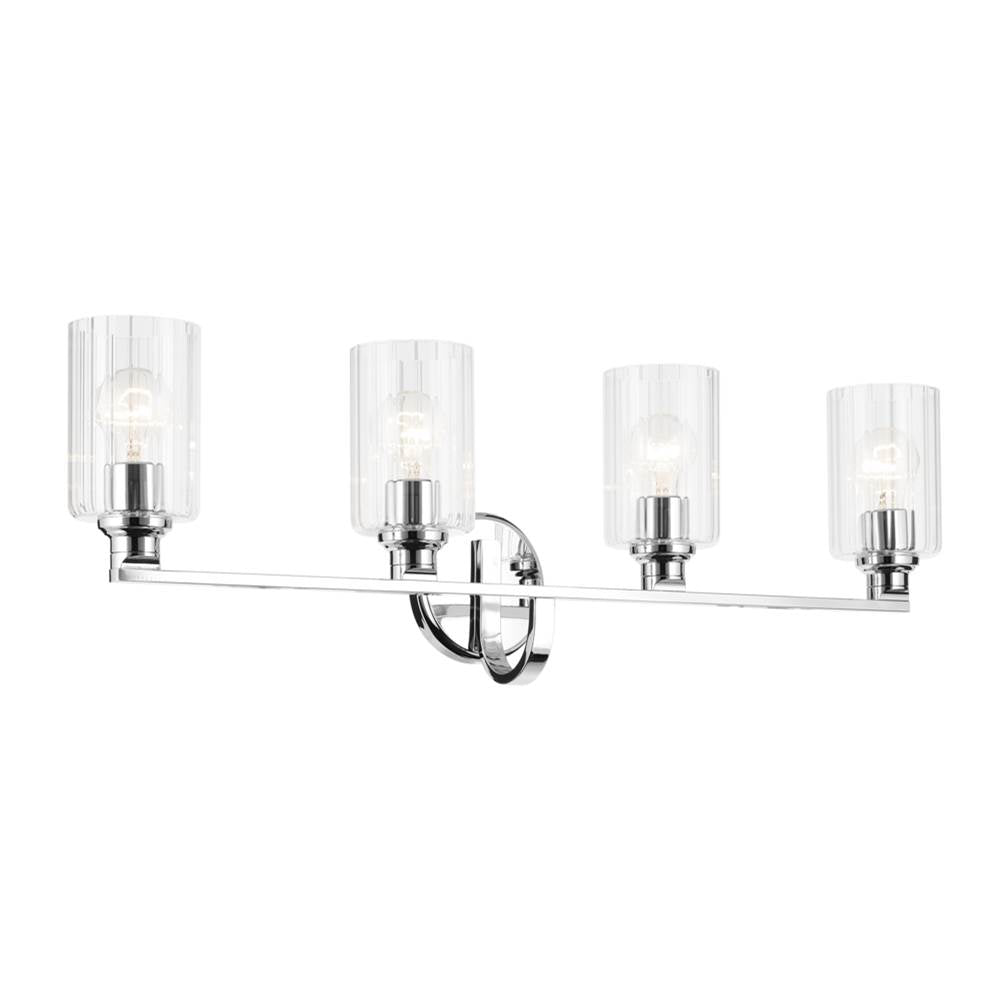 KICHLER 55227CHFLU Gioe 32.25" 4-Light Vanity Light with Clear Fluted Glass in Chrome