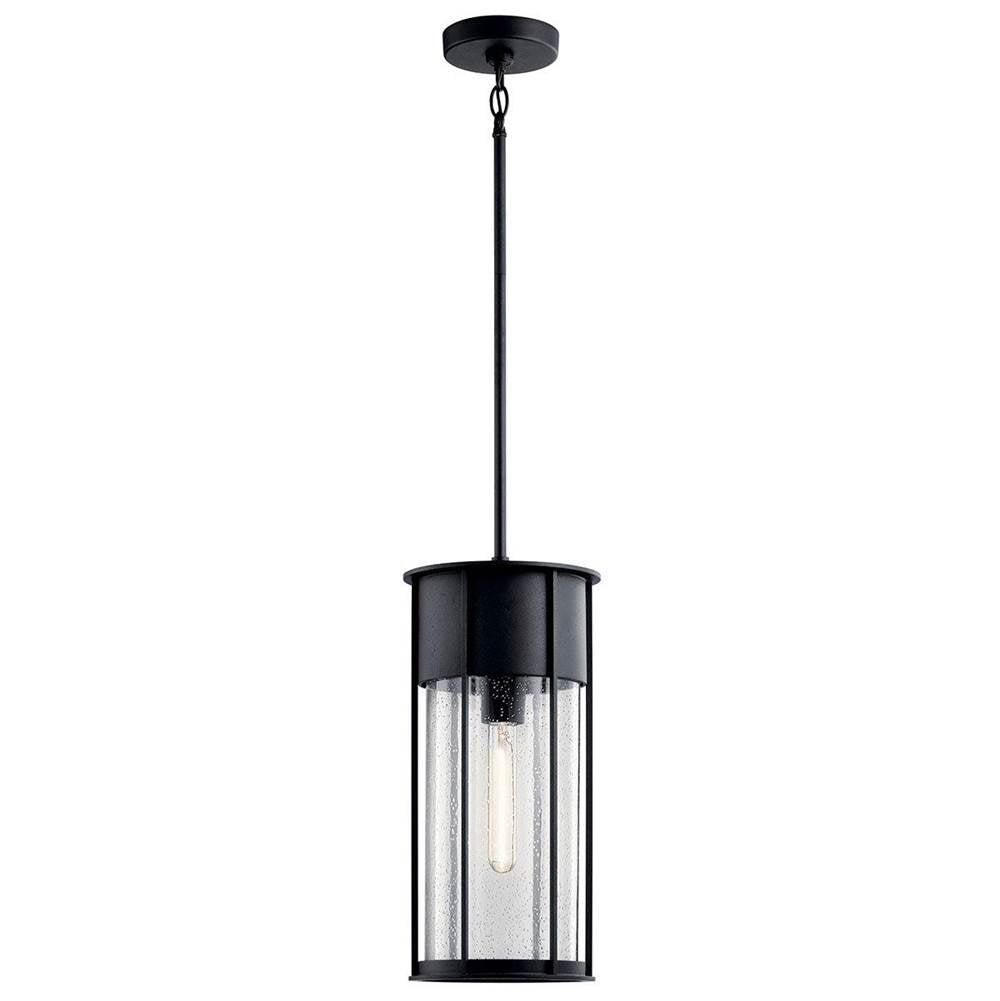 KICHLER 59082BKT Camillo 18" 1 Light Hanging Pendant with Clear Seeded Glass Black