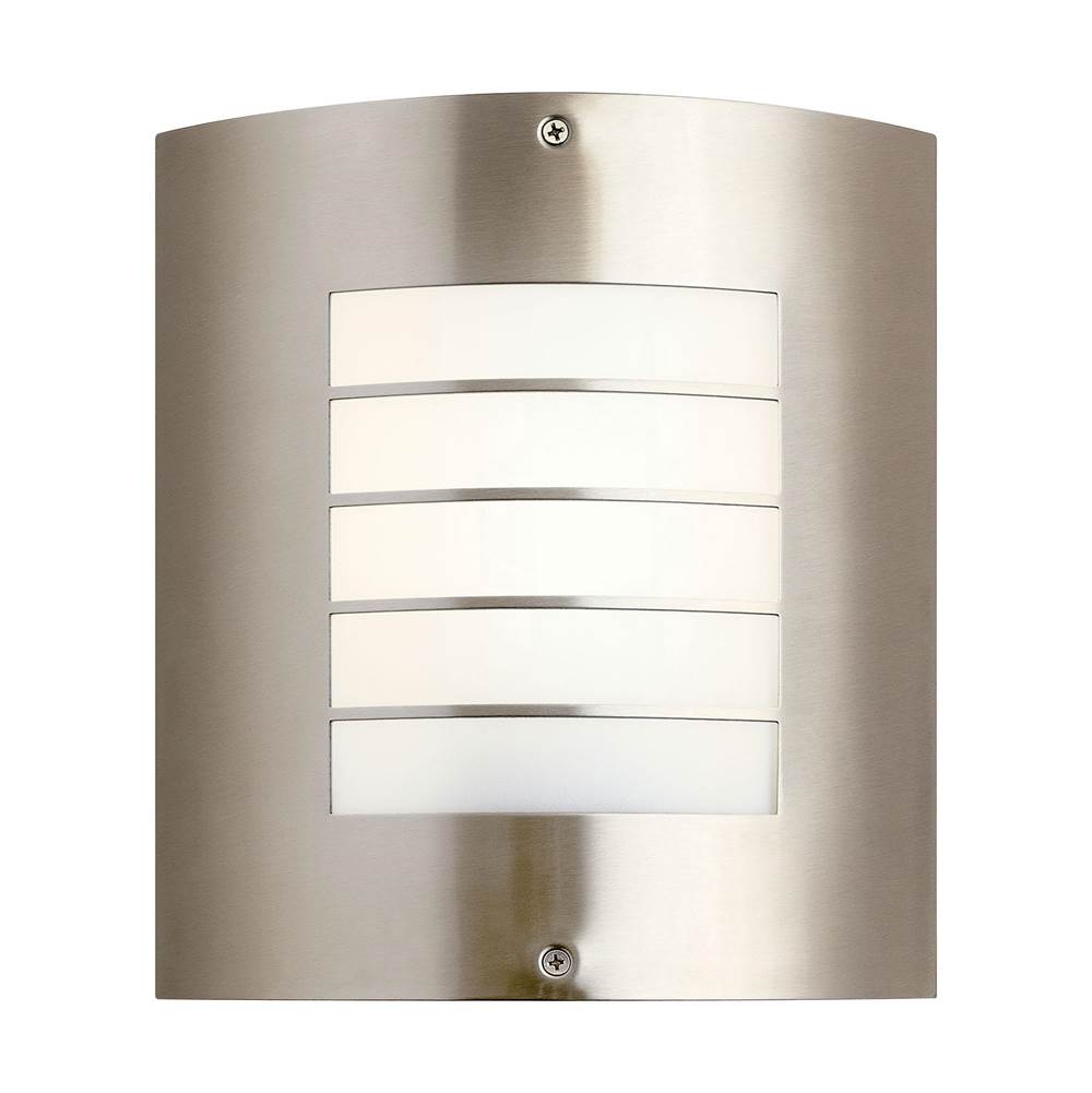 KICHLER 6040NI Newport 10.25" 1 Light Outdoor Wall Light with White Acrylic Diffuser in Brushed Nickel