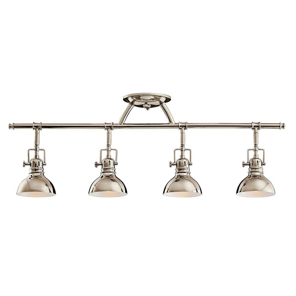 KICHLER 7704PN Hatteras Bay 31.25" 4 Light Halogen Fixed Rail Light with and Clear Fresnel Glass Lens Polished Nickel