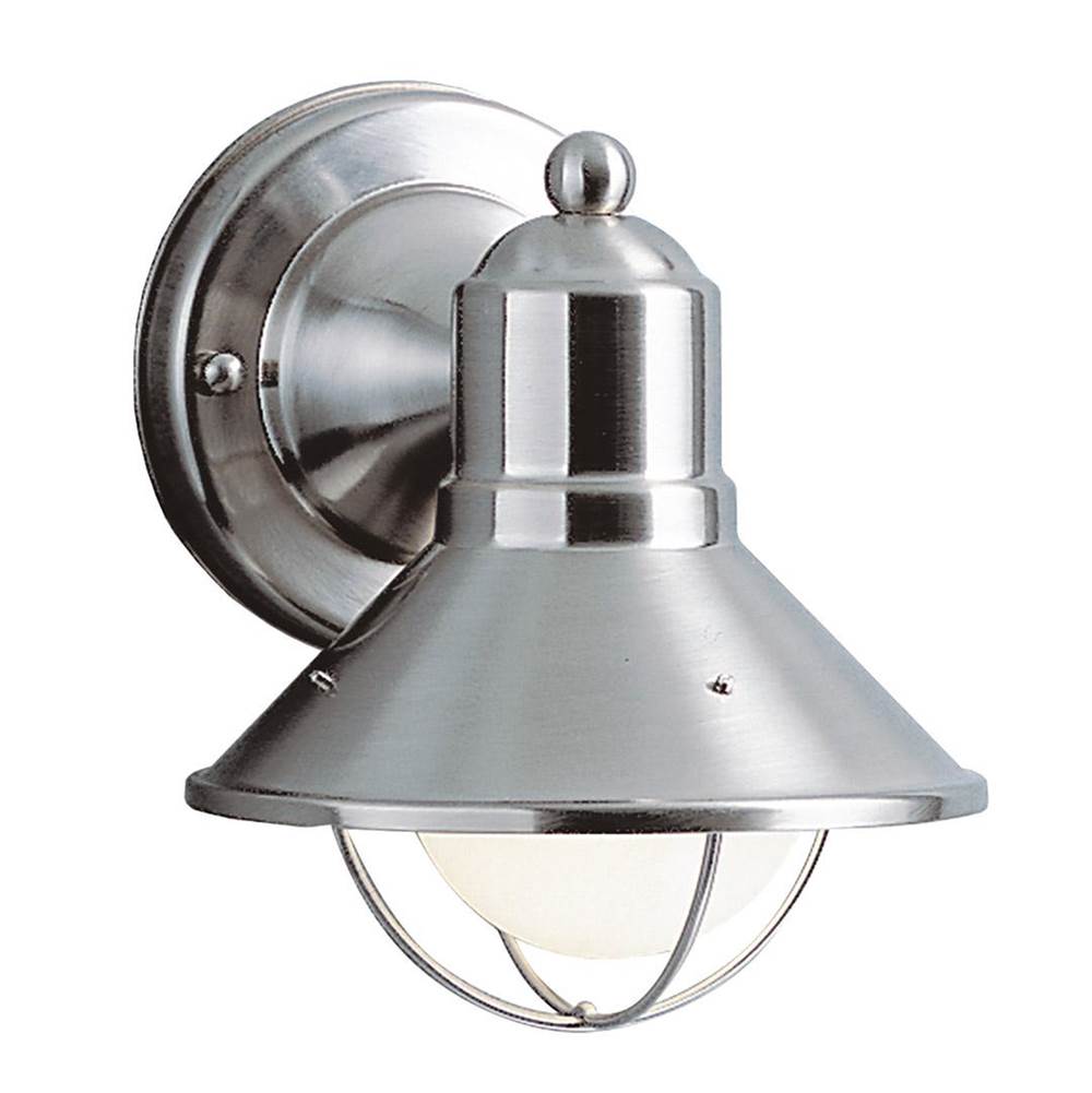 KICHLER 9021NI Seaside 7.5" 1 Light Outdoor Wall Light with Glass Globe Brushed Nickel