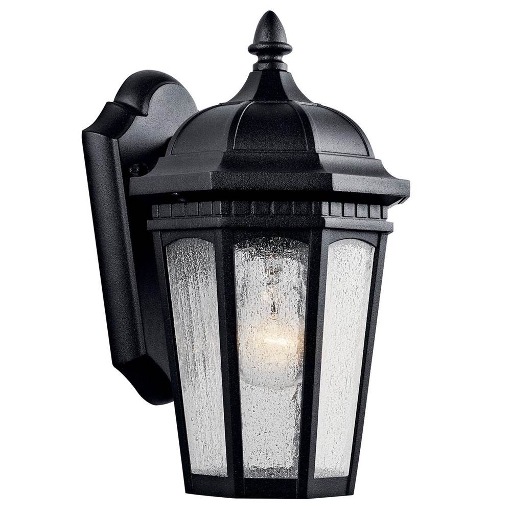 KICHLER 9032BKT Courtyard 11" 1 Light Outdoor Wall Light with Clear Seeded Glass in Textured Black