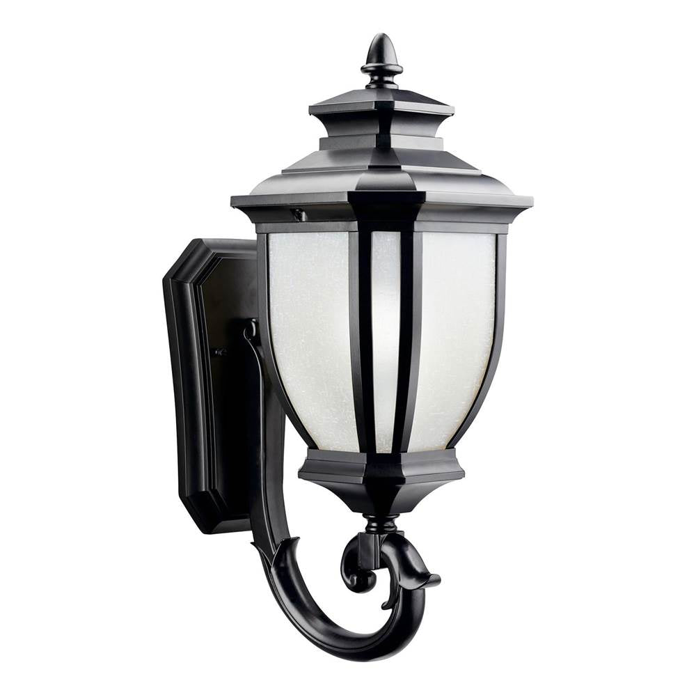 KICHLER 9041BK Salisbury 19.25" 1 Light Outdoor Wall Light with White Linen Glass in Black