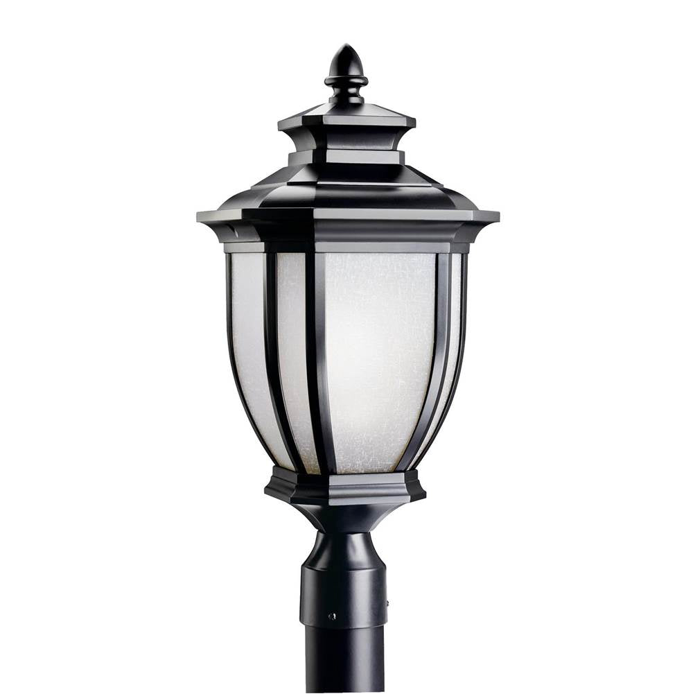 KICHLER 9938BK Salisbury 21.75" 1 Light Outdoor Post Light with White Linen Glass in Black