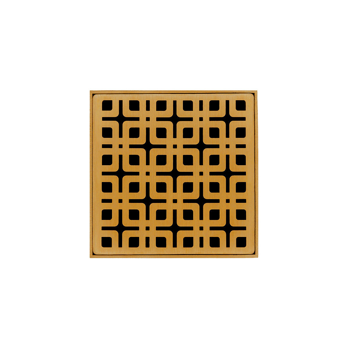 INFINITY DRAIN KD 4-2H PG KD 4 4" x 4" KD 4 Complete Kit with Link Pattern Decorative Plate in Polished Gold with Cast Iron Drain Body for Hot Mop, 2" Outlet