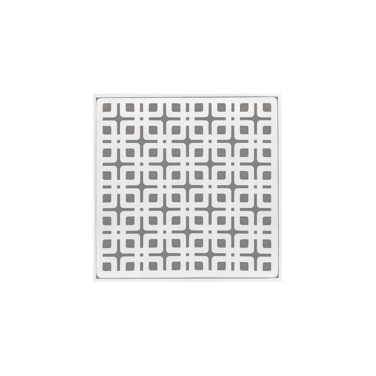 INFINITY DRAIN KDB 5-S MW KD 5 5" x 5" KDB 5 Complete Kit with Link Pattern Decorative Plate in Matte White with Stainless Steel Bonded Flange Drain Body, 2" No Hub Outlet