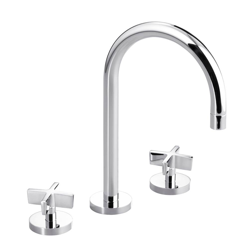 KALLISTA P24490-CR-CP One Basin Set, Gooseneck, Cross Handle - Polished Chrome