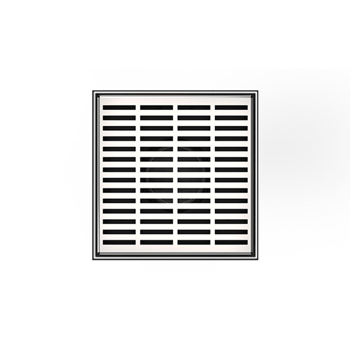 INFINITY DRAIN LND5 BA PS LND 5 5" x 5" LND 5 Slotted Pattern Complete Kit in Polished Stainless with ABS Bonded Flange, 2", 3" and 4" Outlet