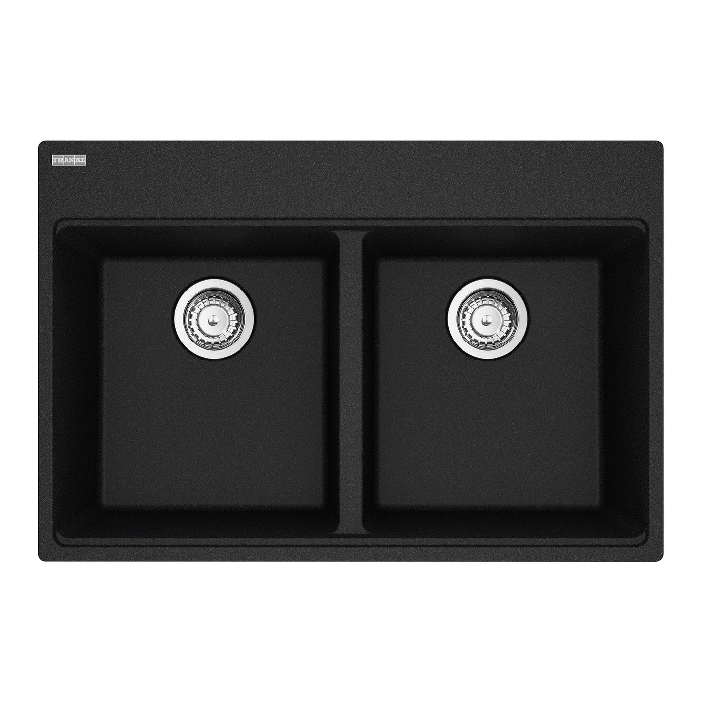 FRANKE MAG6201414-ONY-S Maris Topmount 31-in x 20.88-in Granite Double Bowl Kitchen Sink in Onyx In Onyx
