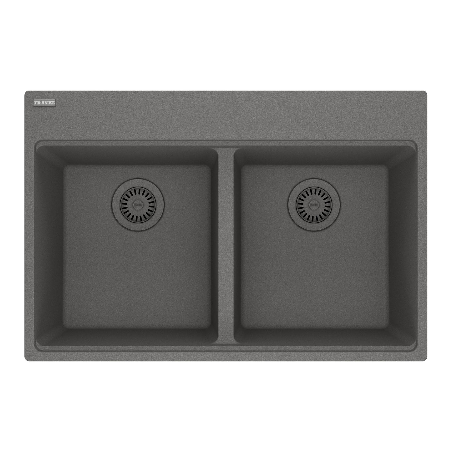 FRANKE MAG6201414-SHG Maris Topmount 31-in x 20.88-in Granite Double Bowl Kitchen Sink in Stone Grey In Stone Grey