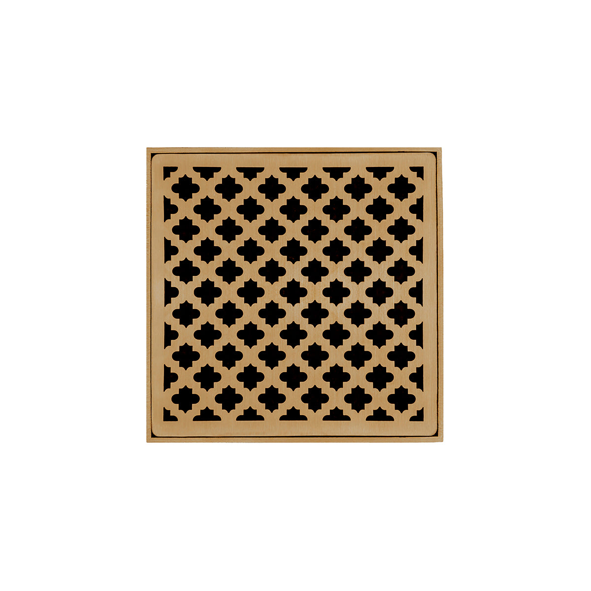 INFINITY DRAIN MDB 5-P PB MD 5 5" x 5" MDB 5 Complete Kit with Moor Pattern Decorative Plate in Polished Brass with PVC Bonded Flange Drain Body, 2", 3" and 4" Outlet