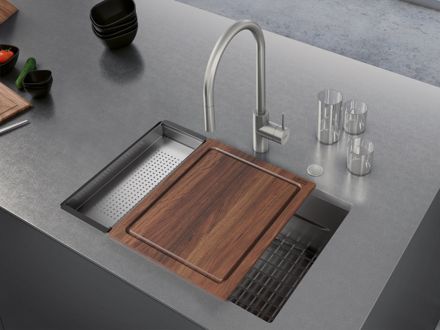 FRANKE PKX11028-WKC Peak Workcenter 29-in. x 18-in. 16 Gauge Stainless Steel Undermount Single Bowl Kitchen Sink In Diamond