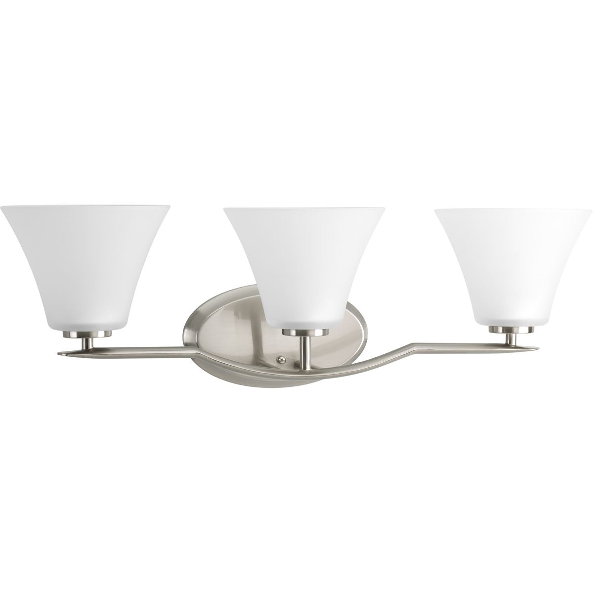 PROGRESS LIGHTING P2006-09 Brushed Nickel Bravo Collection Three-Light Brushed Nickel Etched Glass Modern Bath Vanity Light